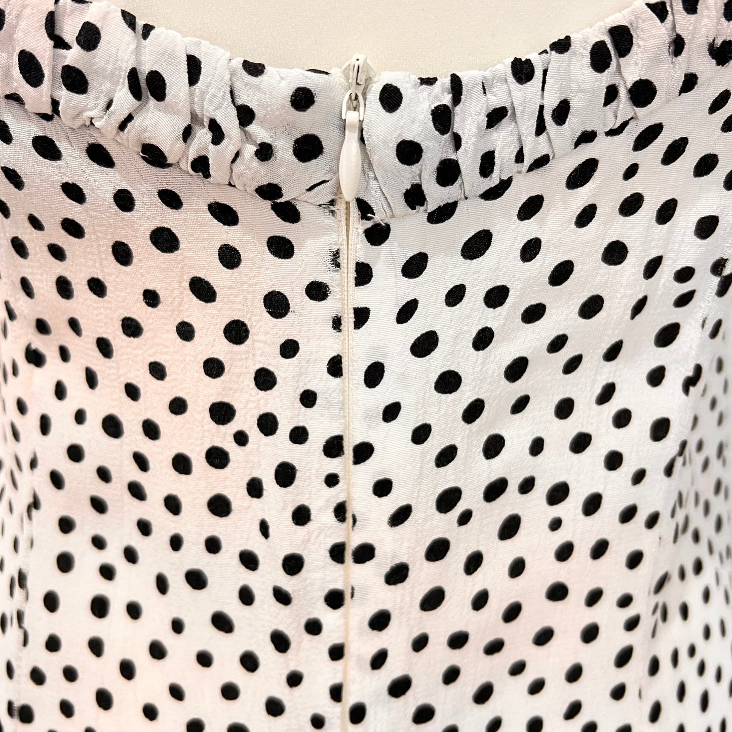 ZARA maxi long white black polka dot spots summer dress fit flare size S small 8