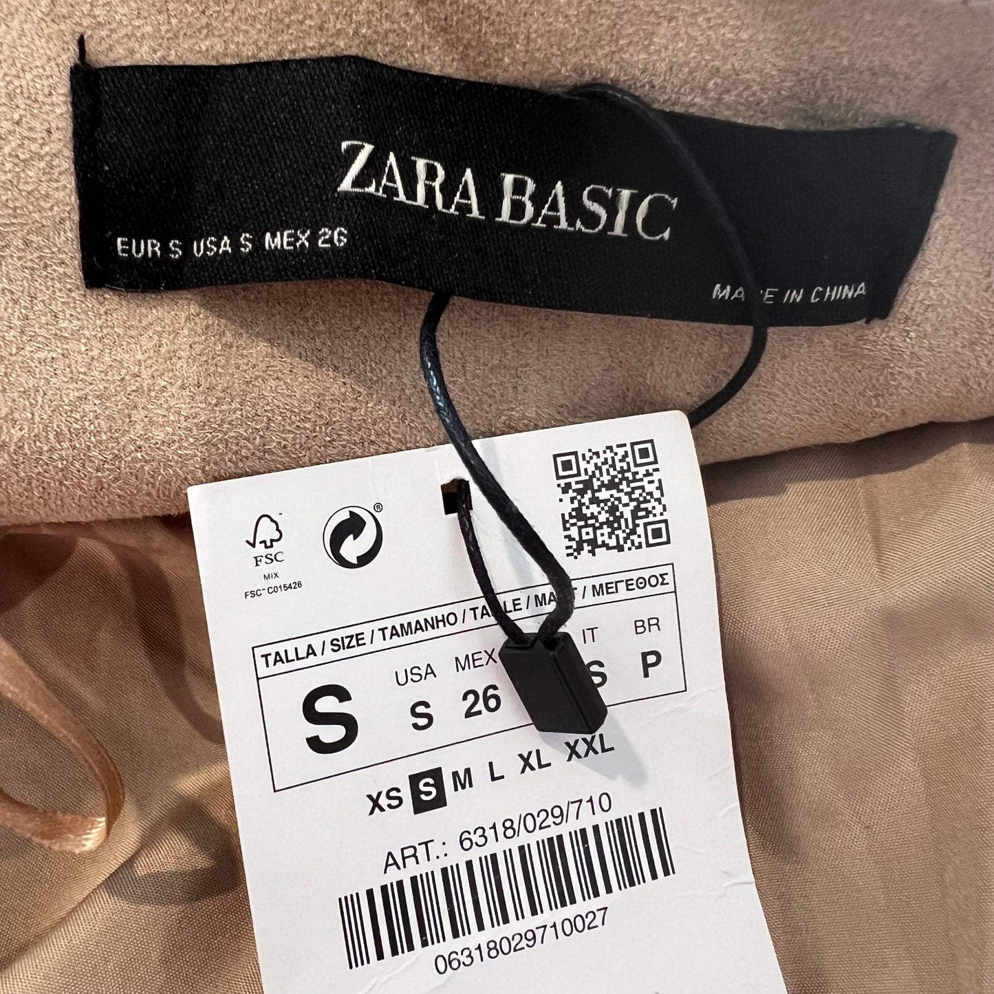 ZARA bnwt new brown embroidered broderie faux suede spring coat oversize size S M 8 10 12