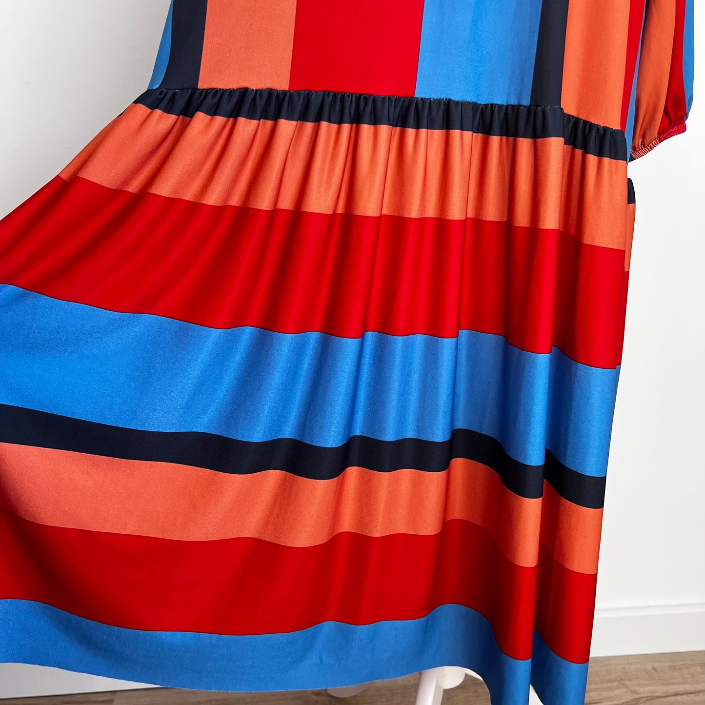 ZARA maxi midi long striped stripes multicolored dress red blue black tiered oversize size M L XL 1165/166/104