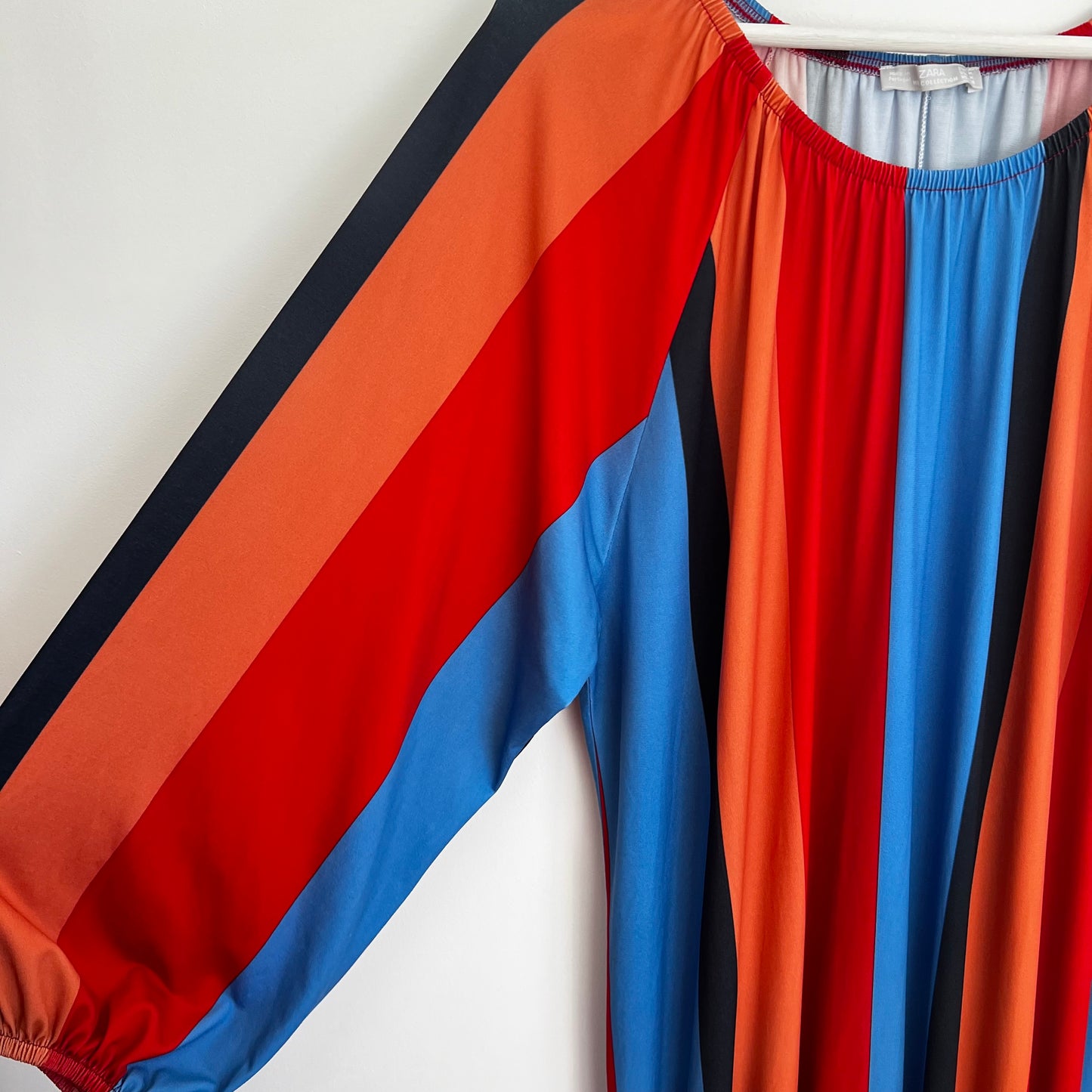 ZARA maxi midi long striped stripes multicolored dress red blue black tiered oversize size M L XL 1165/166/104