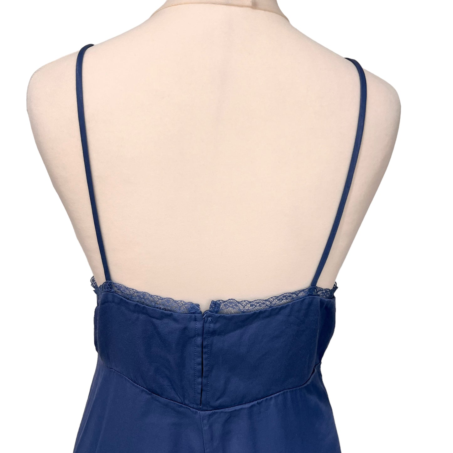 ZARA maxi long blue satin silky lace cami dress size M 10