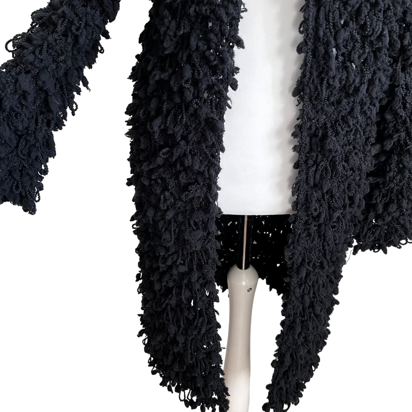 ZARA black long shaggy cardigan overcoat thic soft one size S M L 4190/241/800