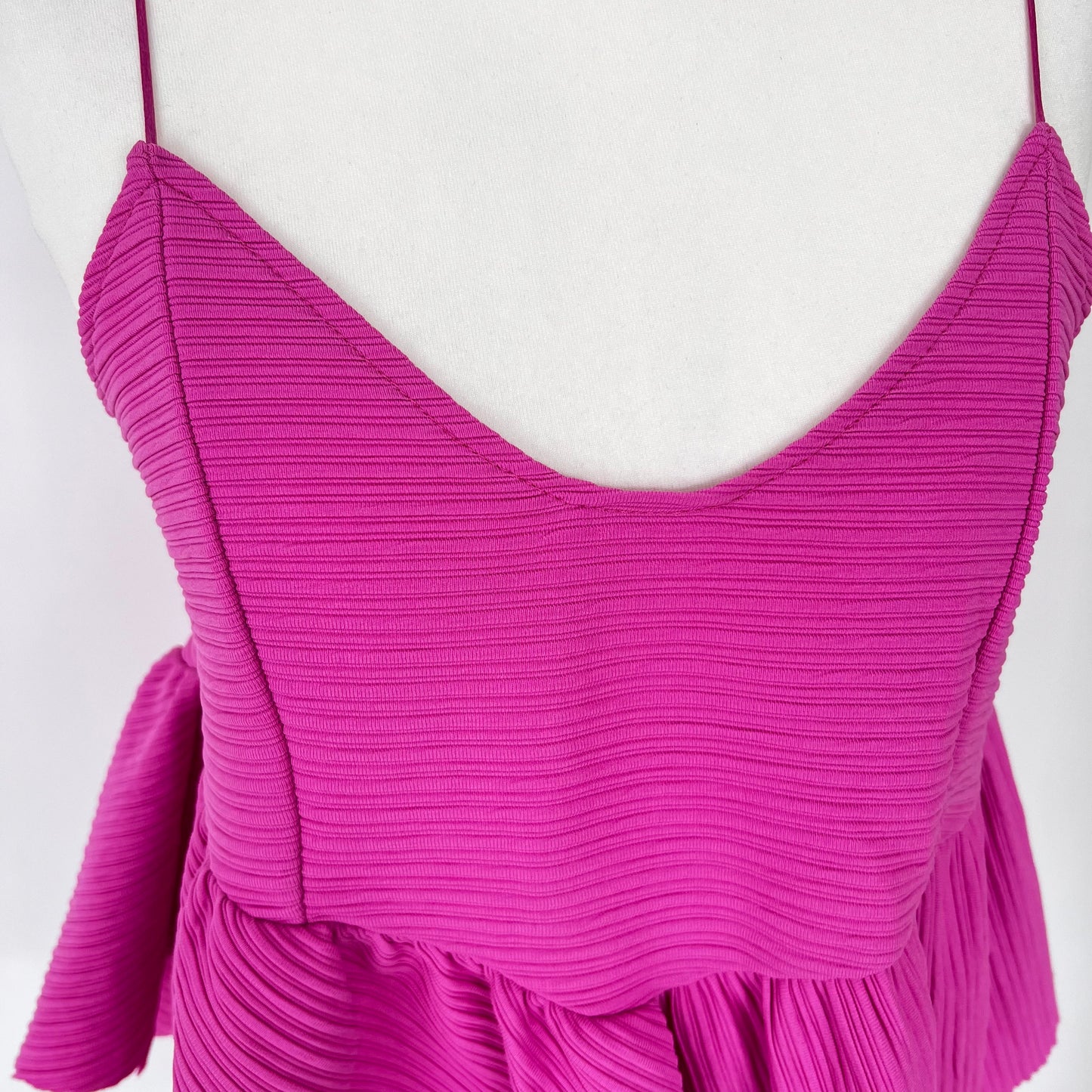 ZARA bnwt new short peplum ribbed cami pink fuchsia summer holiday top size S small 6 8  5618 079 688