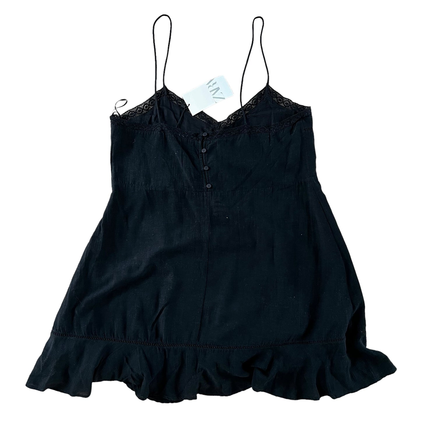 ZARA bnwt new mini short black embroidered cami broderie summer holiday dress size XXL 16 0881 304 800