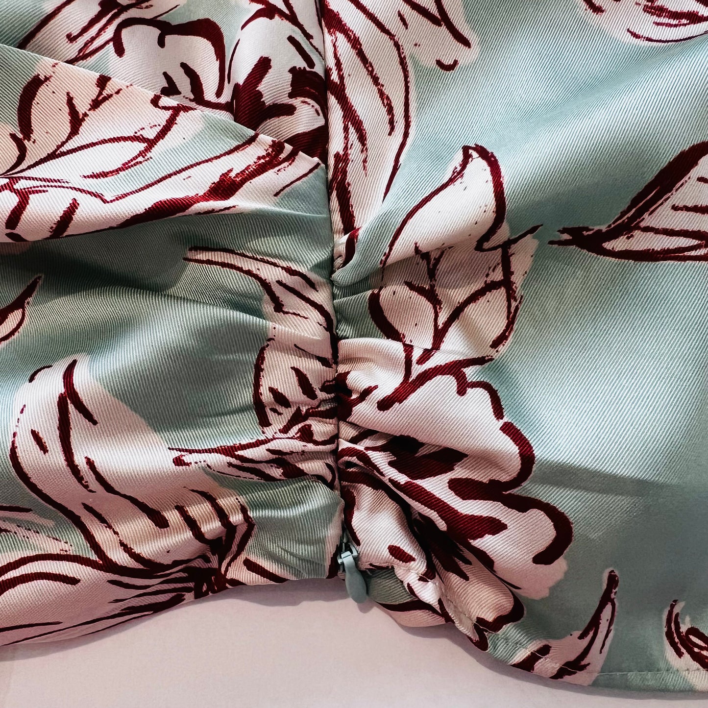 ZARA mint floral print flowers wrap satin silky blouse top size L 12