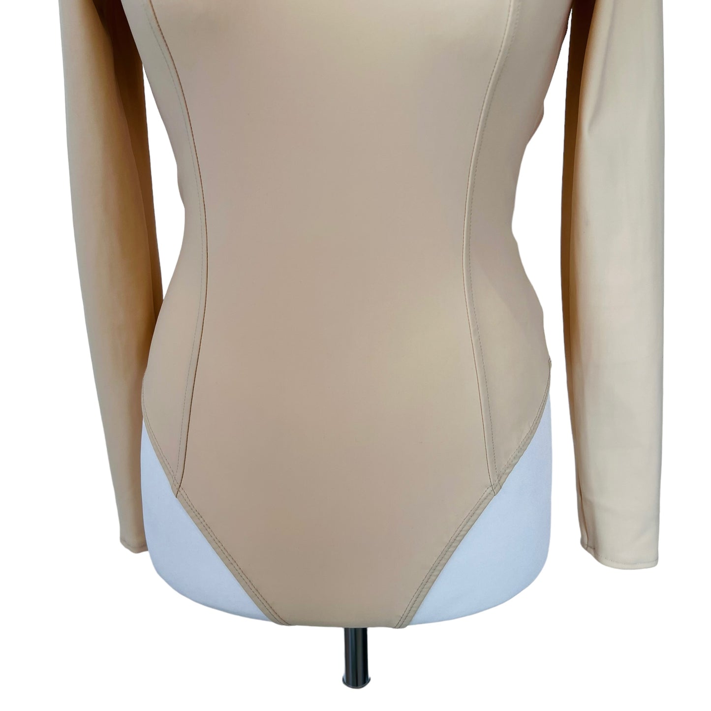 ZARA bnwot new apricot beige cream fitted long sleeve open back bodysuit top size M 10