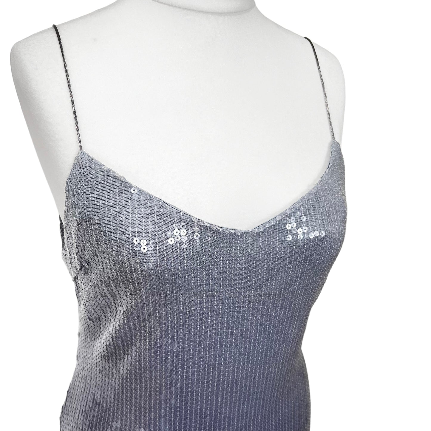 ZARA new sequinned ombre grey silver cami long sexy party dress size M 7901/244