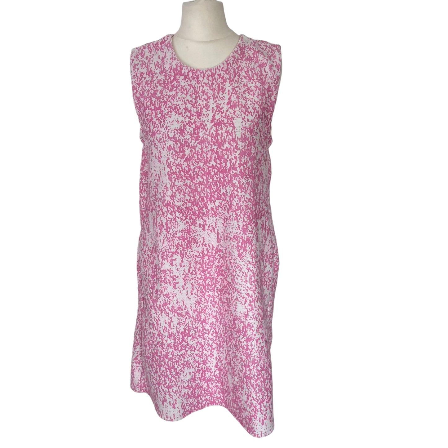 Zara short mini pink white A line trapeze simple dress size M medium 10 3090 016 620