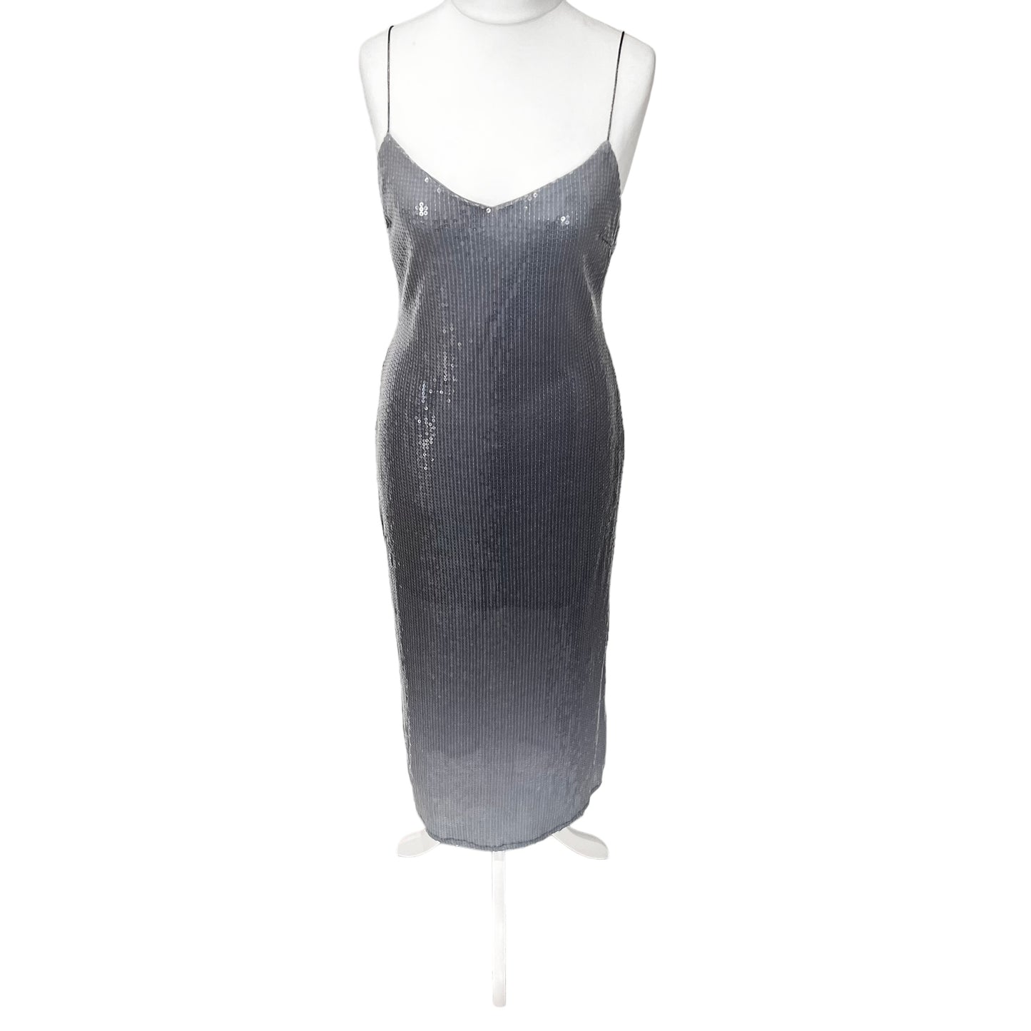 ZARA new sequinned ombre grey silver cami long sexy party dress size M 7901/244