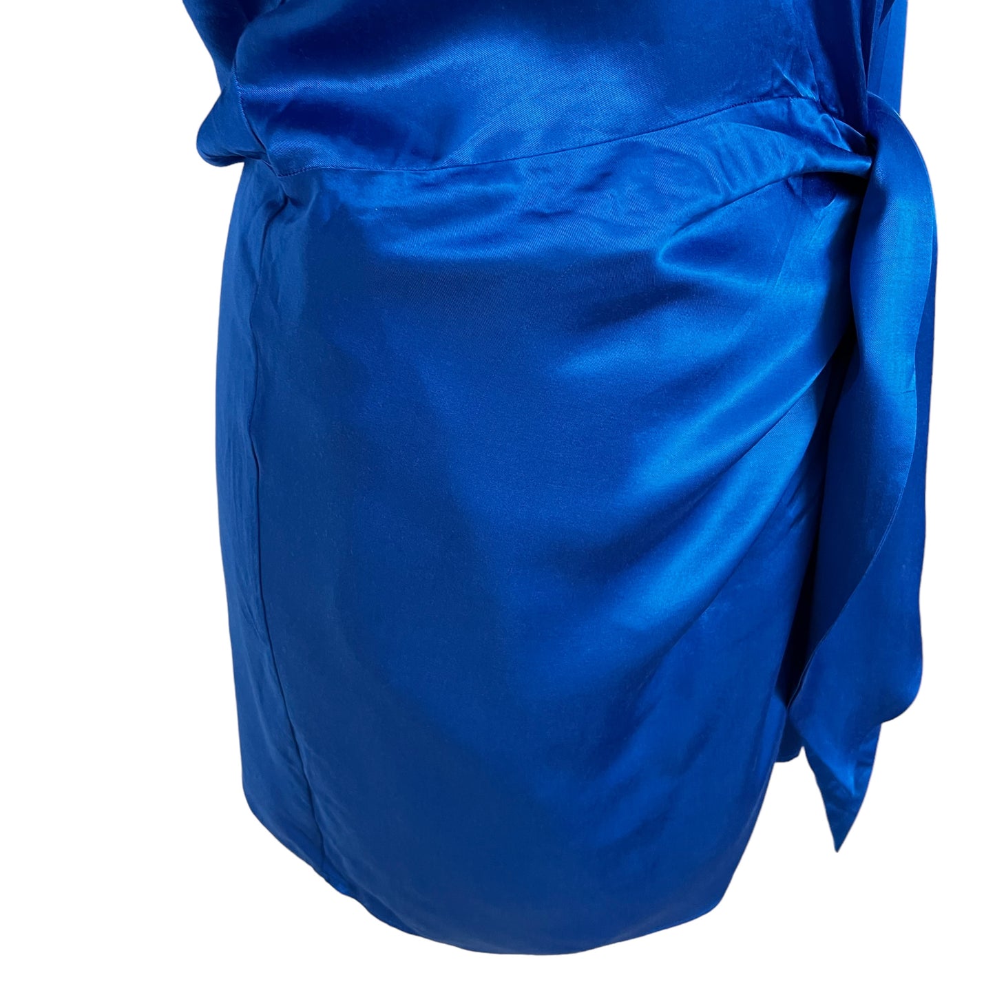 ZARA blue satin silky effect wrap short shirt dress collar tie blogger fav size XL 14 2143 256 420