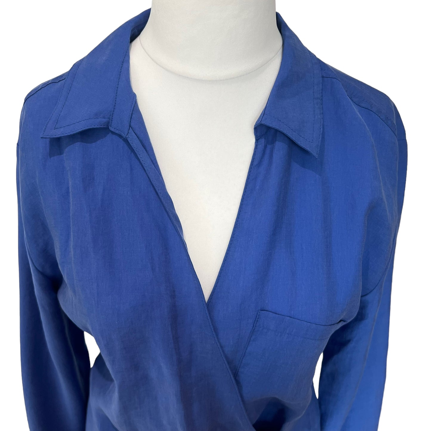 ZARA bnwt new blue collar draped wrap shirt mini short dress size L large 12 4661 322 428