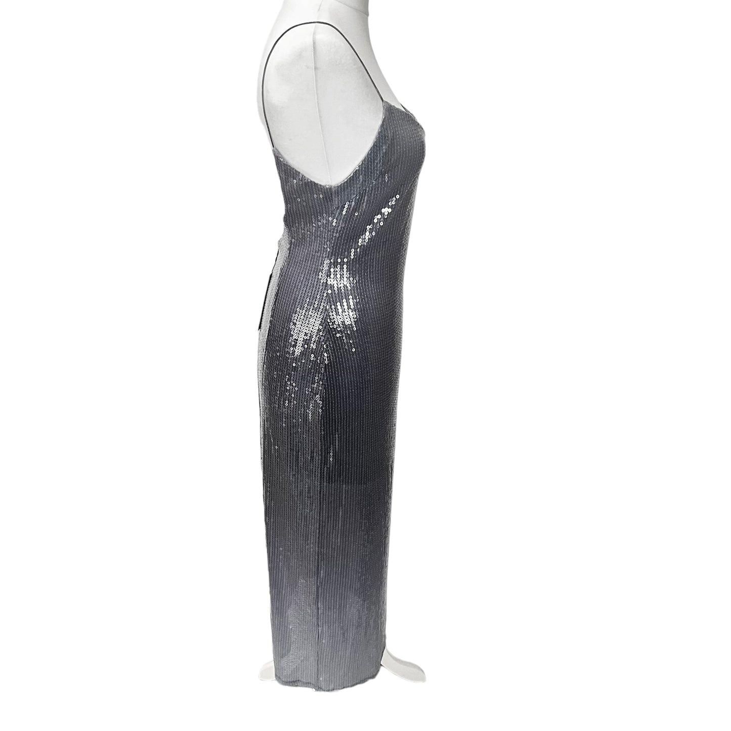 ZARA new sequinned ombre grey silver cami long sexy party dress size M 7901/244