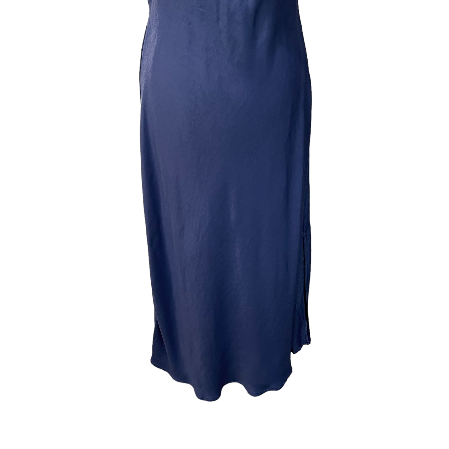 ZARA maxi long blue satin silky lace cami dress size M 10