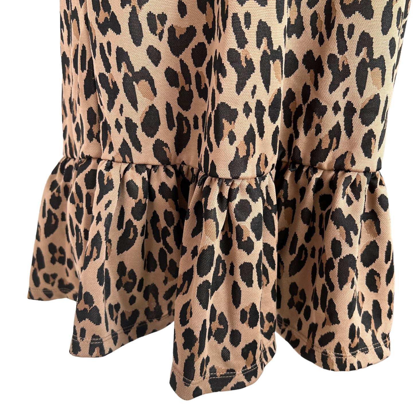 ZARA short midi high neck animal print frill ruffle a line dress knee length size S small 6 8 5644 410 051