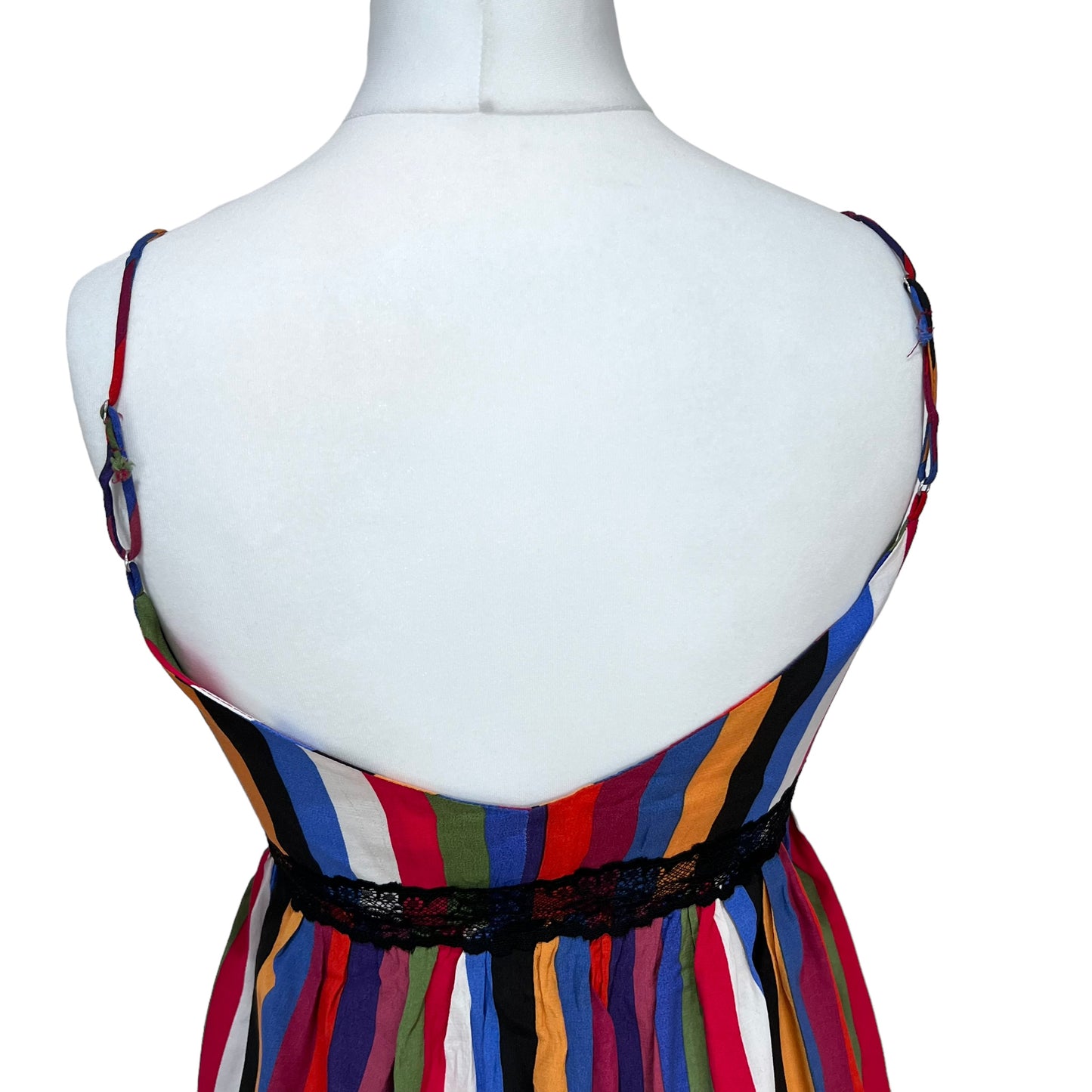 ZARA peplum short striped stripes cami black lace thin straps top multicolored size M medium 10