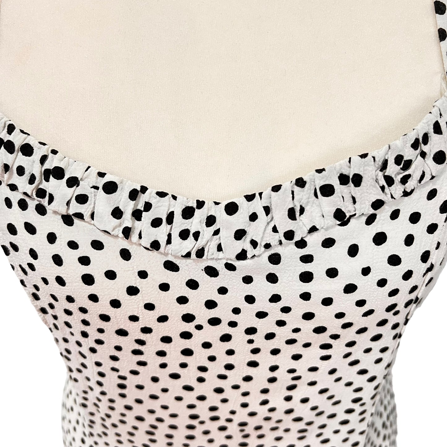 ZARA maxi long white black polka dot spots summer dress fit flare size S small 8