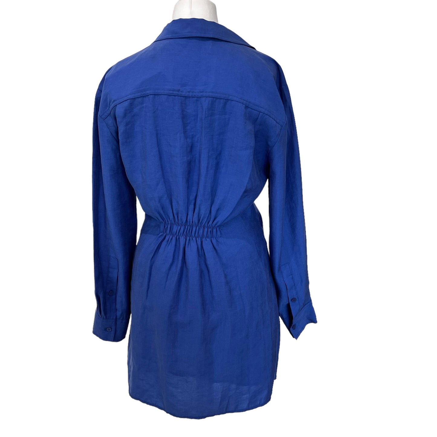 ZARA bnwt new blue collar draped wrap shirt mini short dress size L large 12 4661 322 428