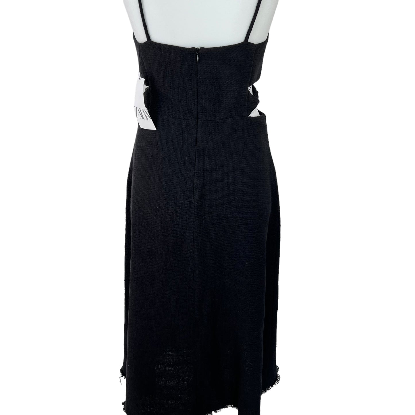 ZARA bnw new black midi long cut out cami clip dress summer holiday cotton size L large 12 8392 157 800