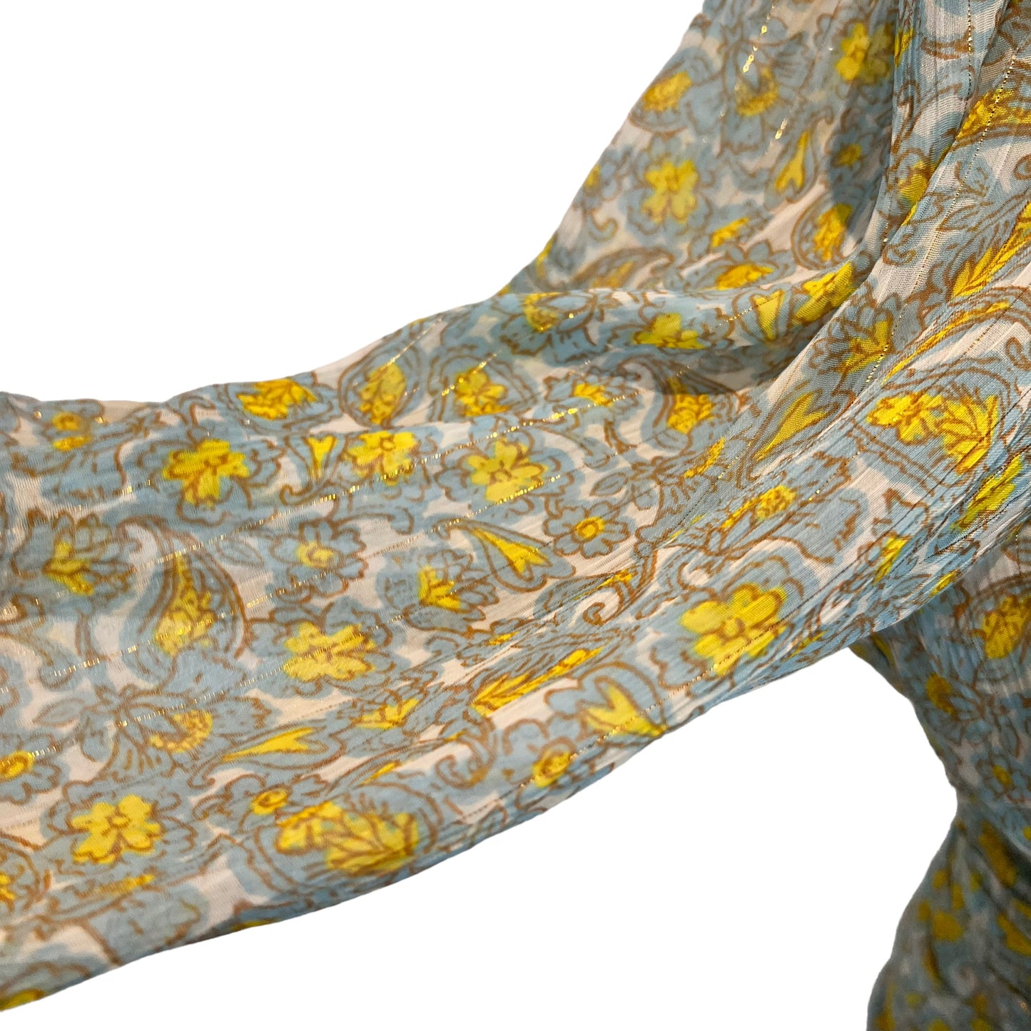 ZARA bnwt chiffon paisley green yellow long sleeve v neck top blouse size M 10 3017 183 330