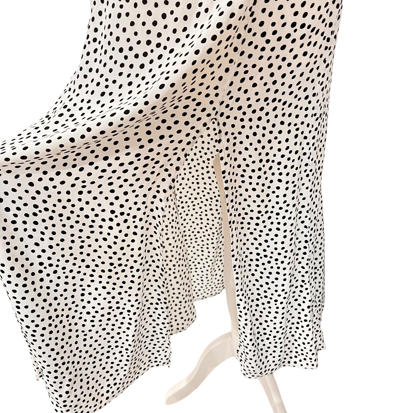 ZARA maxi long white black polka dot spots summer dress fit flare size S small 8