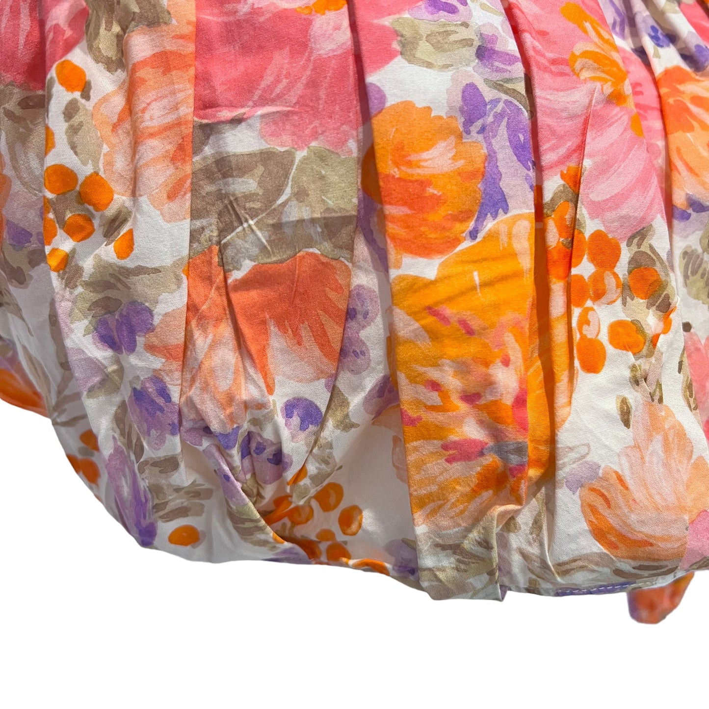 ZARA new crop top pleated 100% cotton floral flowers print orange pink size S small 2423 203 330