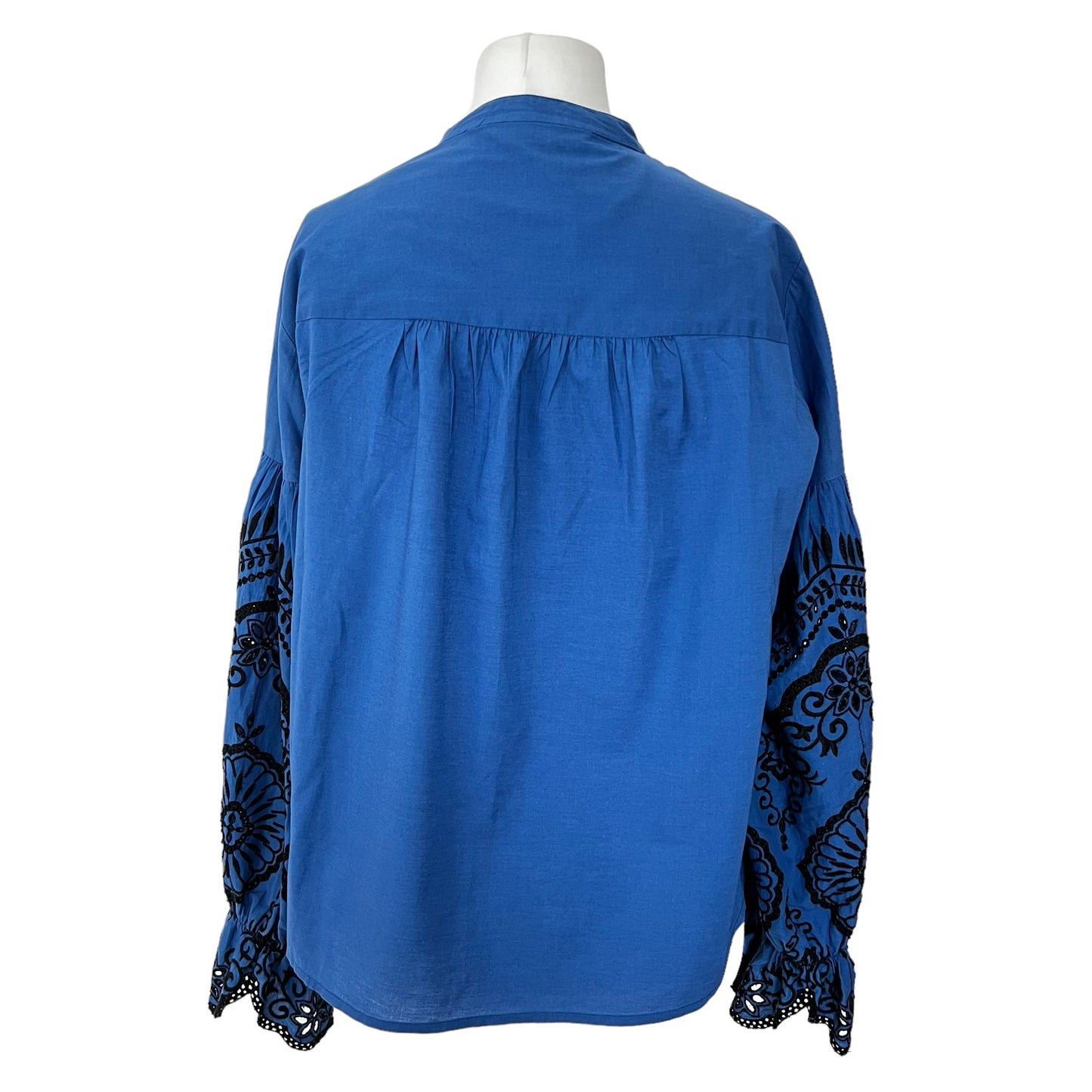 ZARA blue cotton embroidered boho bohemian blouse top summer holiday size M L 10 12  5107 048 400