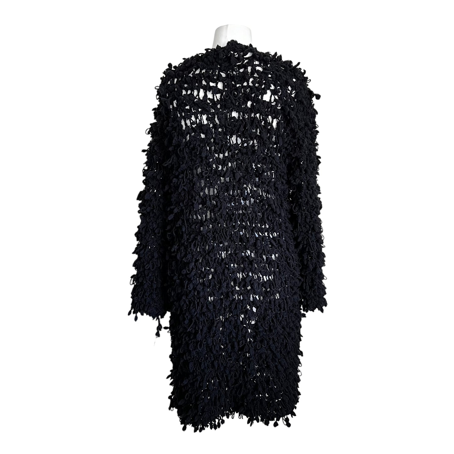 ZARA black long shaggy cardigan overcoat thic soft one size S M L 4190/241/800