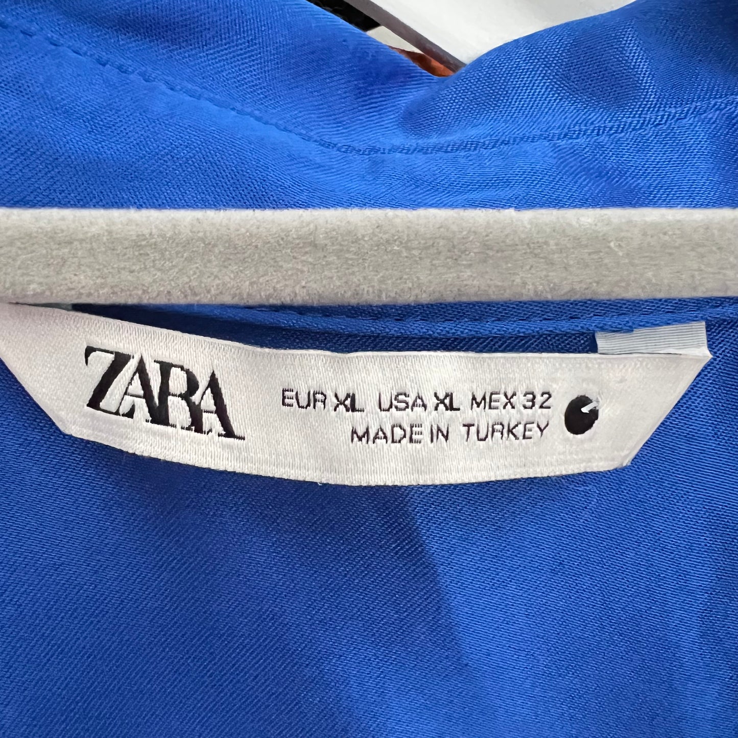 ZARA blue satin silky effect wrap short shirt dress collar tie blogger fav size XL 14 2143 256 420