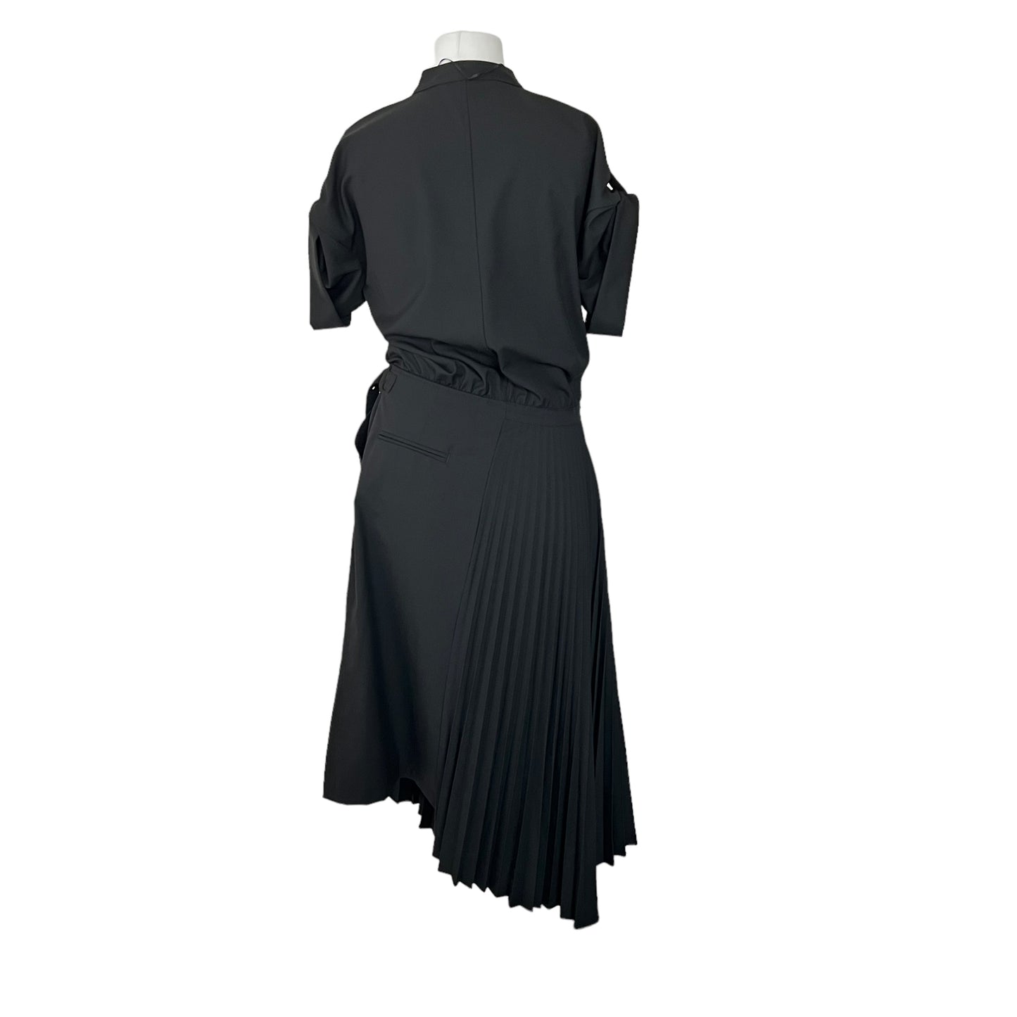 ZARA bnwt new black long maxi midi asymmetric shirt dress with pleated skirt size S small fits M 10 4786 339 800